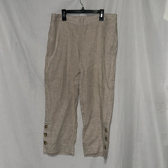 tan / beige / cream Chico's linen cropped pants size 1 (US 8) - Picture 1 of 5